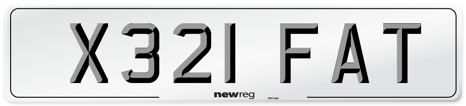 X321 FAT Number Plate from New Reg